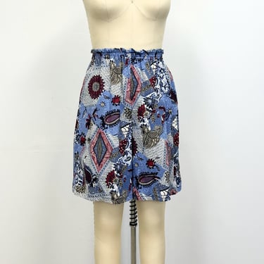 Vintage 80s High Waisted Shorts | Hand Made Funky Print Walking Shorts | Size S to M 