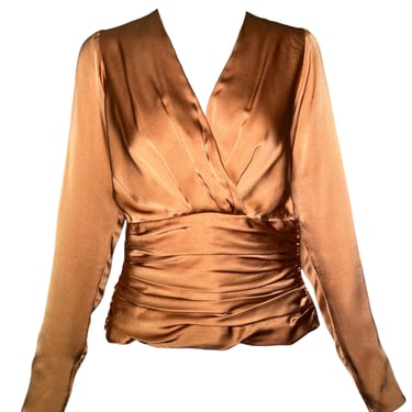 Christian Dior Haute Couture A/W 1987/1988 Copper Silk Ruched Blouse