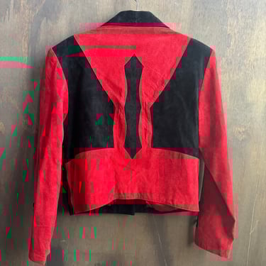 Scully Red and Black Cropped Suede Jacket