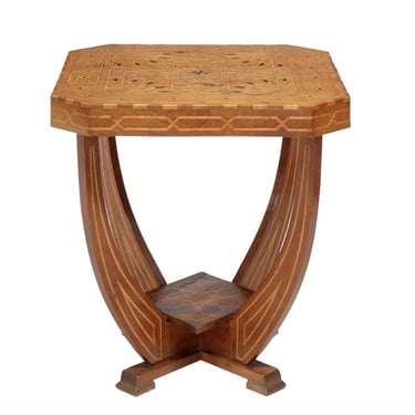 1930s Italian Art Deco Period Parquetry Inlaid Sculptural Side Table - Sorrento Marquetry 