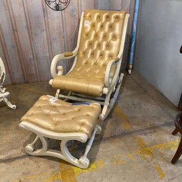 Leather Upholstered Rocking Chair with Ottoman Set