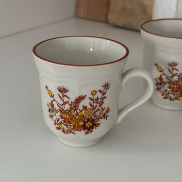 Vintage Festival Floral Stoneware Coffee Mugs |Set of 2 