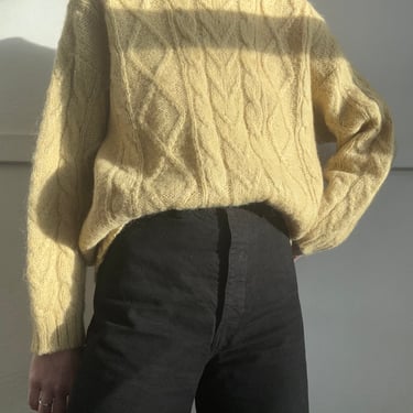 vintage mohair blend yellow knit sweater medium 