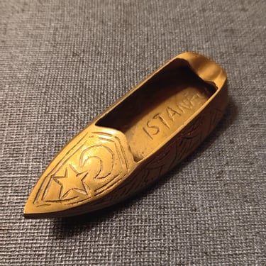 Brass Shoe Ashtray | Istanbul Souvenir | Midcentury Kitsch 