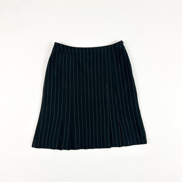 y2k Black and White Pinstripe Skirt / Above the Knee / Kick Pleats / Size 6 / 00s / Bratz / Cyber / SATC / Ruffle / Flutter / Suiting / S M 