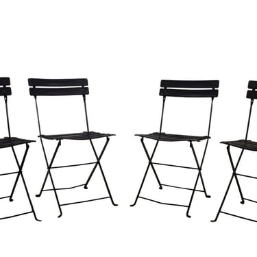 Marco Zanuso for Zanotta Celestina Set of 4 Black Leather Modern Folding Chairs 
