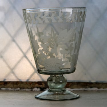 Glass Vase with Etched Leaf Design