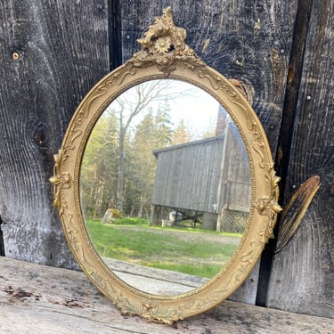Gold Round Antique Mirror -- Round Antique Mirror -- Gilded Mirror -- Oval Gold Mirror -- Oval Antique Mirror -- Gold Round Mirror -- Mirror 