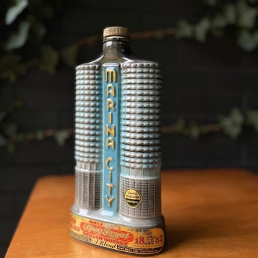 Vintage Jim Beam Scotch Collectible Bottle Twin Tower Mid-Century China Marina City 
