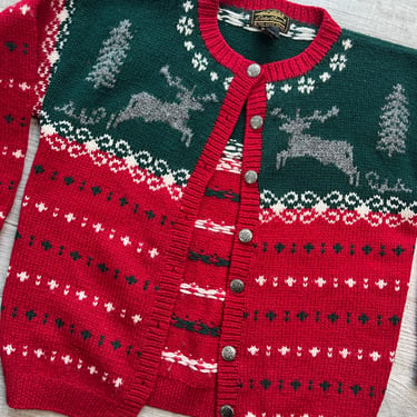 Vintage 100% Wool Eddie Bauer Christmas Cardigan