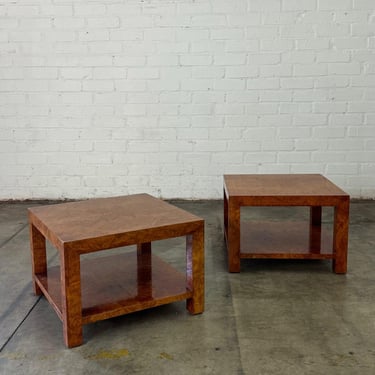 1 Left Burl Wood Side Tables - As Found - Sold Separately 