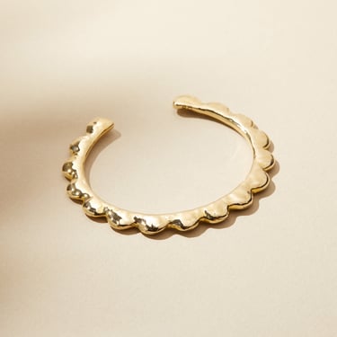 gold scalloped cuff bracelet, stackable minimalist bracelet, gold hammered cuff, sterling silver bracelet for women, open bangle bracelet 
