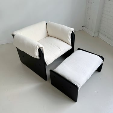 RENAISSANCE EASY CHAIR & FOOTSTOOL BY MULLER & STEWART, 70's