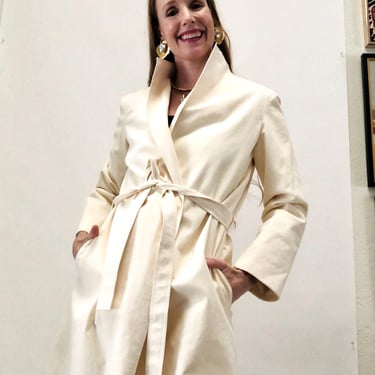 80s 90s Vintage White Cream Jacket Trench Coat White Faux Suede Jacket White Cream Ultra Suede Vegan Jacket Small Medium Faux Leather Jacket 