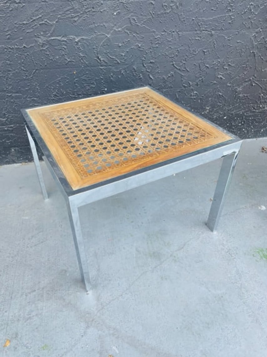 Cane And Glass Top Side Table Revival Vintage North Loop Austin, TX