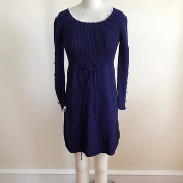 Navy Sweater Knit Mini-Dress - 1970s 