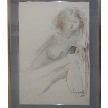 Rare Signed Dario Campanile Orig Female Nude Drawing 