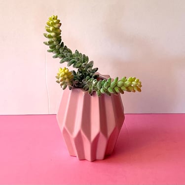Vntage 80s Style Post Modern Pink Ceramic Vase 