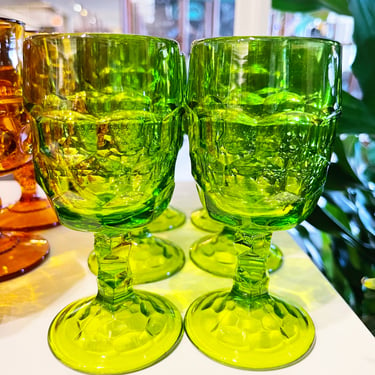 Vintage Viking Green Honeycomb Glasses