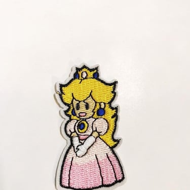 Princess Patch Nintendo Peach Patch Embroidered Iron on Badge Applique Costume Super Mario Brothers Inspired Sew On Video Game Patch 