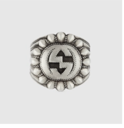 GUCCI- Interlocking G Sterling Silver Ring, Gucci Size-17