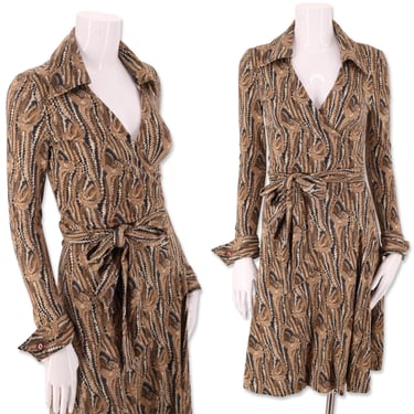 1970s Diane Vov Furstenberg DVF wrap dress sz 4 / 70s DVF print dress / DVF swirl print disco day dress S 
