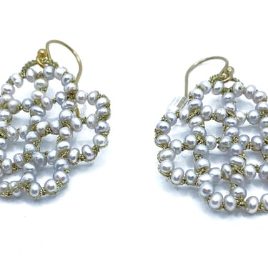 Danielle Welmond |  Woven Gold Cord with Silver Pearls Earrings