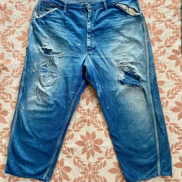 Vintage 50s Big Mac Distressed Denim Jeans Work Wear Pants XL by TimeBa