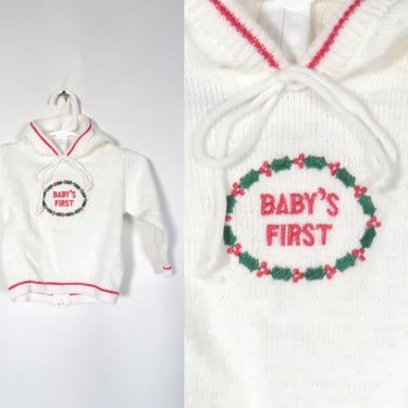 Vintage 80s Baby's First Christmas Sweater Size 6/9M 