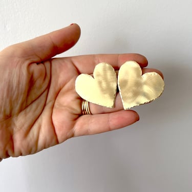 Large 14k Goldfill Handmade Heart Studs with a Bright Brushed Finish 