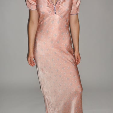 1930s Floral Silk Nightgown