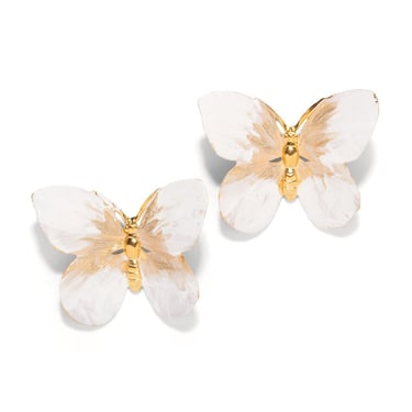 Ships 8/5: The Pink Reef Large Winter White Butterfly Stud