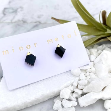 Black Onyx Diamond Stud Earrings