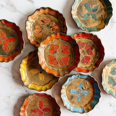 vintage italian florentine coasters, set of 9