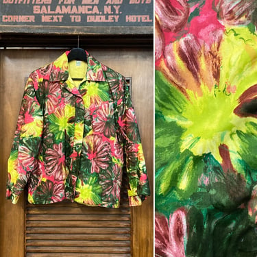 Vintage 1960’s Mod Floral Cotton Quilted Zipper Jacket, 60’s Mod Style, 60’s Jacket, 60’s Floral Quilted Top, 60’s Jacket, Vintage Clothing 