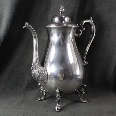 COFFEE LOVERS! Vintage Sheridan Silver on Copper Footed Coffee Pot with Hinged Lid | Mid-Century Coffee Server | Bixley Shop 