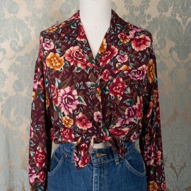 90s Liz Claiborne Lizwear Floral Print Button Down Shirt 