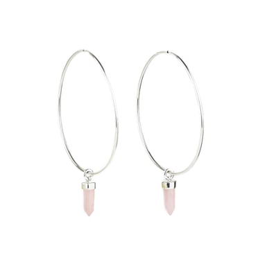 IN STOCK | CRYSTAL HOOPS | SILVER &amp; ROSE QUARTZ
