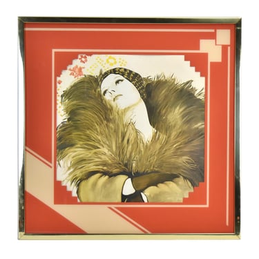 Vintage 1970’s Canvas Print “Foxy Lady Brown Turban” Maryella for Academy Arts 