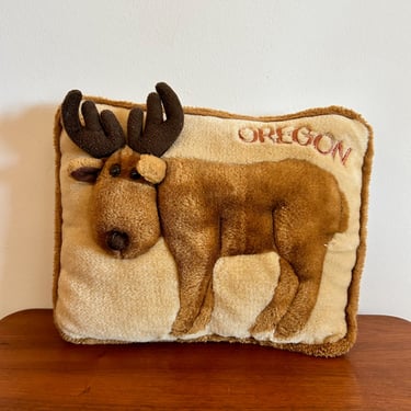 Vintage fuzzy Moose pillow