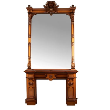Victorian Renaissance Revival Mantel & Pier Mirror. U.S.A. Late 19th Century.