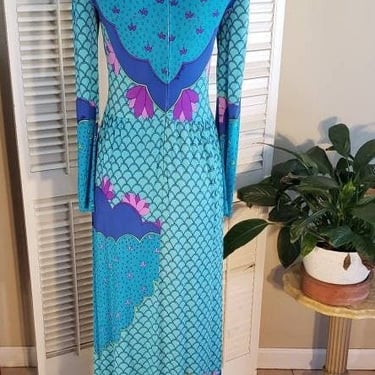 60s/70s Saks Fifth Avenue Connoisseur Collection Made in Italy Pucciesque Silk Maxi Dress 