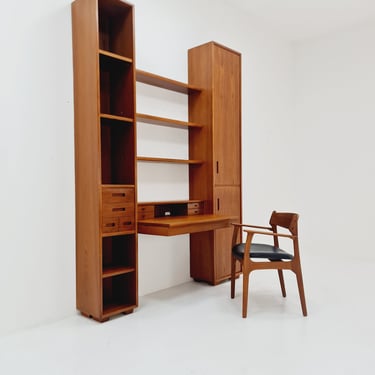 Rare Vintage teak Shelving Unit secretary by EMC Möbler Denmark, 1960s 