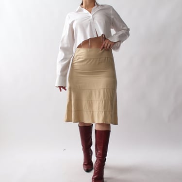 2000s Horizontal Seam Silk Skirt - W29