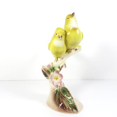 Vintage Yellow Canaries Bird Bud Vase - Clay Sketches Canaries Bud Vase 