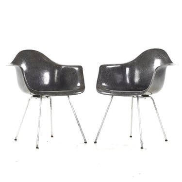 Charles and Ray Eames for Herman Miller Zenith Mid Century 1st Edition Elephant Gray Rope Edge Chair - Pair - mcm 
