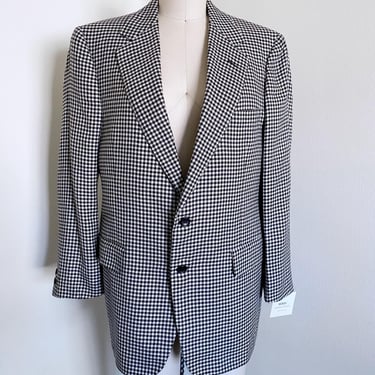 Vintage Mens Cashmere Blazer, Harrods, Houndstooth Pattern 