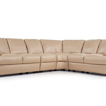 Natuzzi Mid Century Leather Sectional Sofa - mcm 