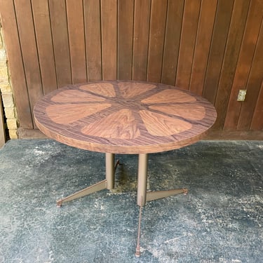 1970s Citus Slice Dining Table Breakfast Kitchen Nook with One Leaf Round or Oval Vintage Mid-Century Orange Brody Wasbash 
