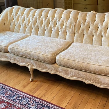 Cream Floral Brocade Couch